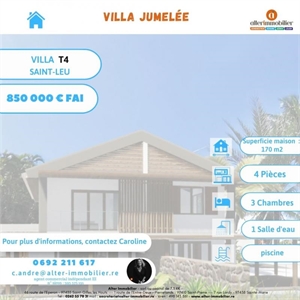 villa à la vente -   97436  SAINT LEU, surface 121 m2 vente villa - UBI360549304